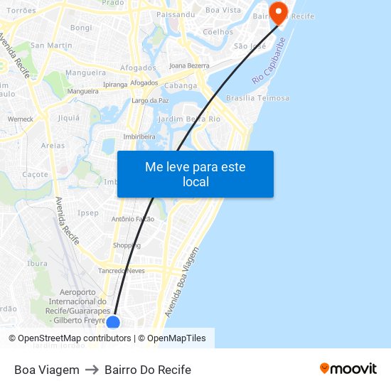 Boa Viagem to Bairro Do Recife map