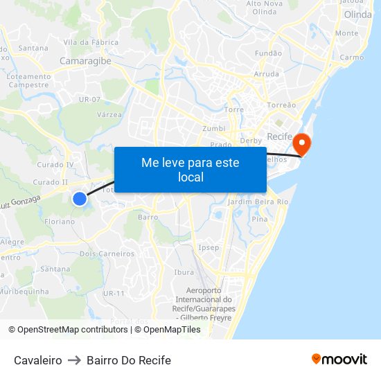 Cavaleiro to Bairro Do Recife map