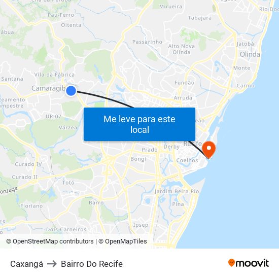 Caxangá to Bairro Do Recife map