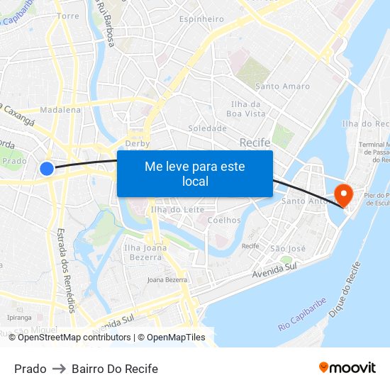 Prado to Bairro Do Recife map