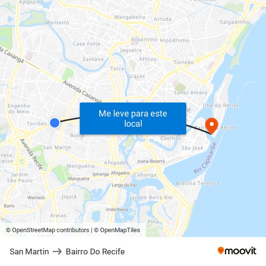 San Martin to Bairro Do Recife map