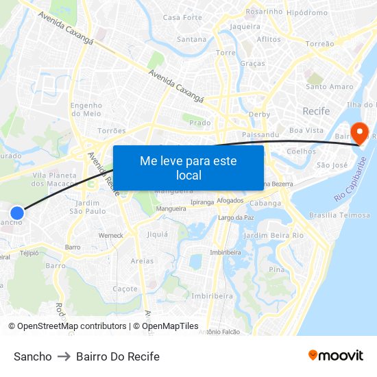 Sancho to Bairro Do Recife map