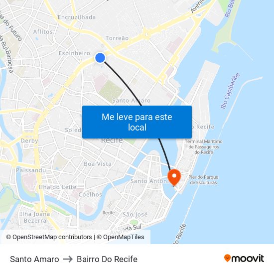 Santo Amaro to Bairro Do Recife map