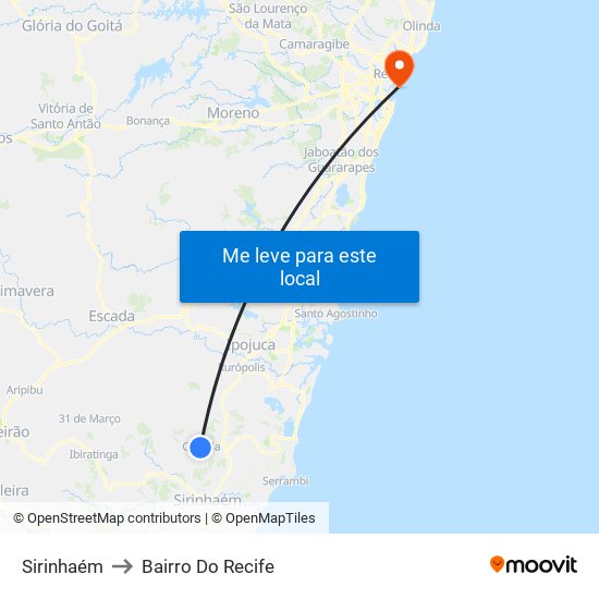 Sirinhaém to Bairro Do Recife map