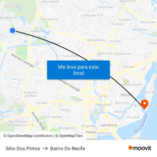 Sítio Dos Pintos to Bairro Do Recife map