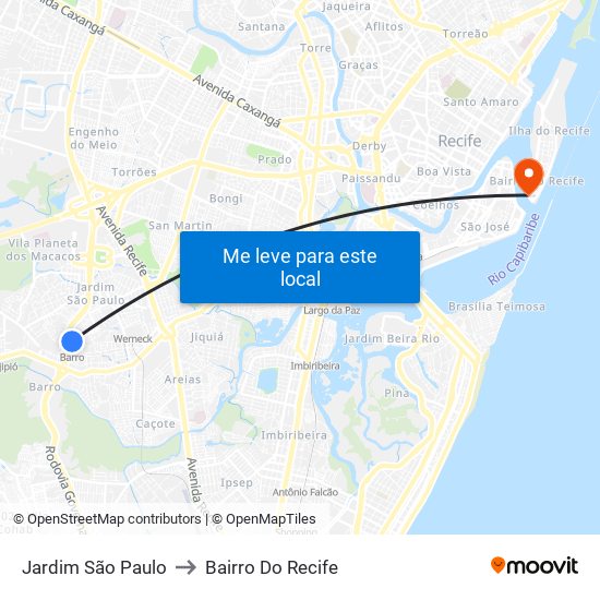 Jardim São Paulo to Bairro Do Recife map