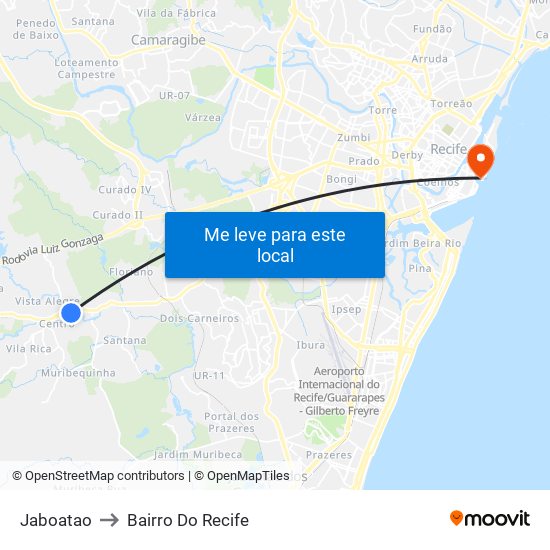 Jaboatao to Bairro Do Recife map