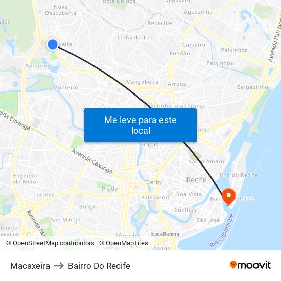 Macaxeira to Bairro Do Recife map
