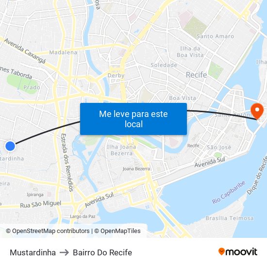 Mustardinha to Bairro Do Recife map