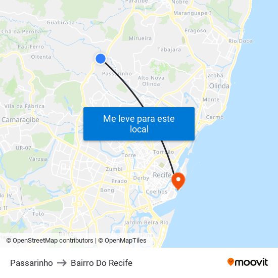 Passarinho to Bairro Do Recife map