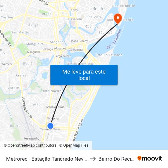 Metrorec - Estação Tancredo Neves to Bairro Do Recife map