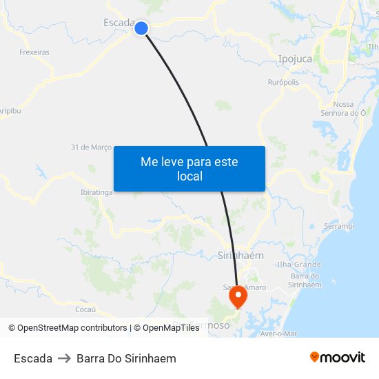 Escada to Barra Do Sirinhaem map