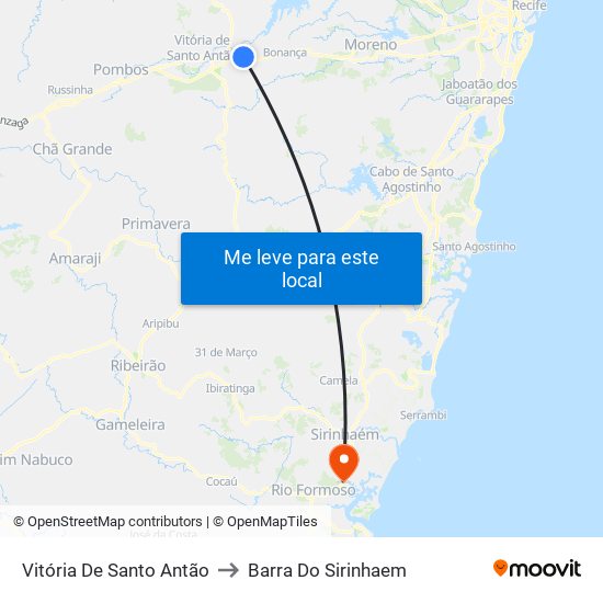 Vitória De Santo Antão to Barra Do Sirinhaem map