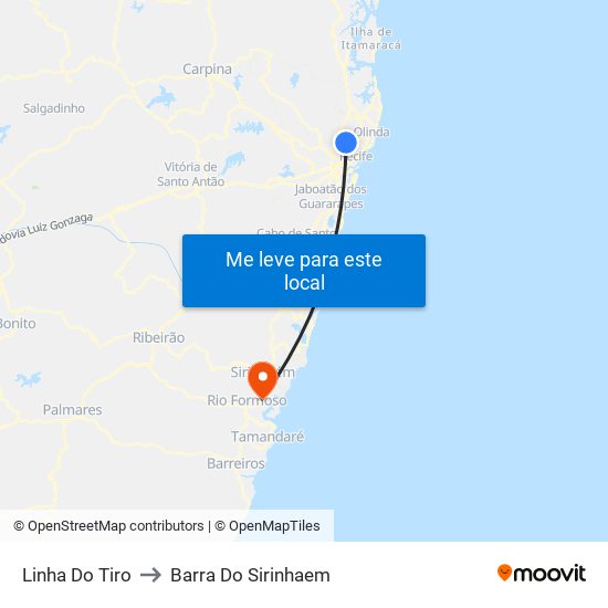 Linha Do Tiro to Barra Do Sirinhaem map