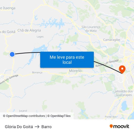 Glória Do Goitá to Barro map