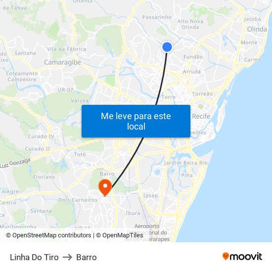 Linha Do Tiro to Barro map