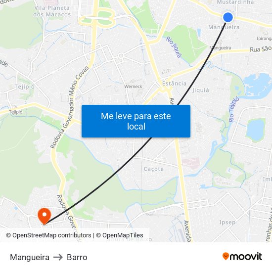 Mangueira to Barro map
