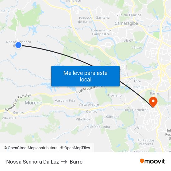 Nossa Senhora Da Luz to Barro map