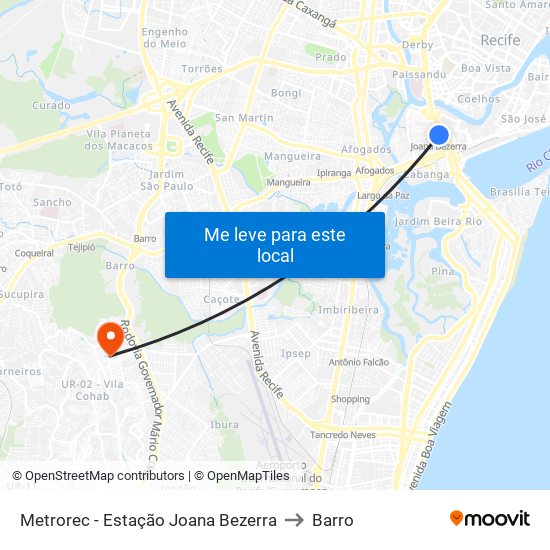 Metrorec - Estação Joana Bezerra to Barro map