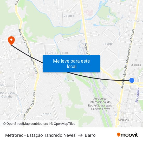 Metrorec - Estação Tancredo Neves to Barro map