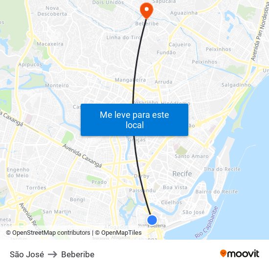 São José to Beberibe map