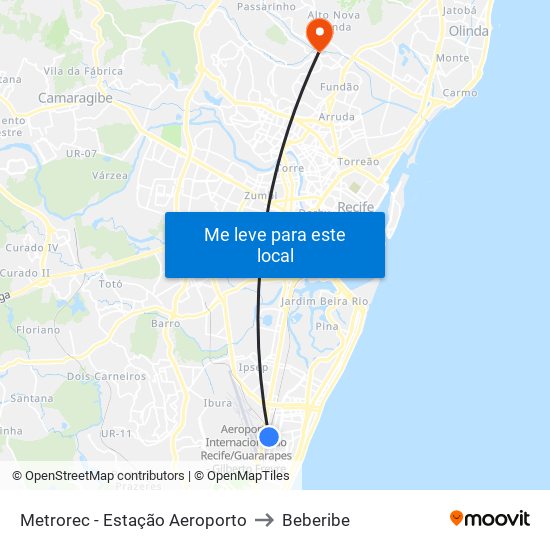 Metrorec - Estação Aeroporto to Beberibe map