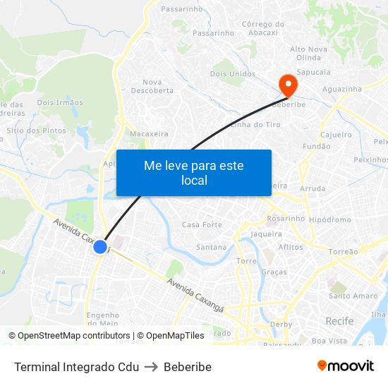 Terminal Integrado Cdu to Beberibe map