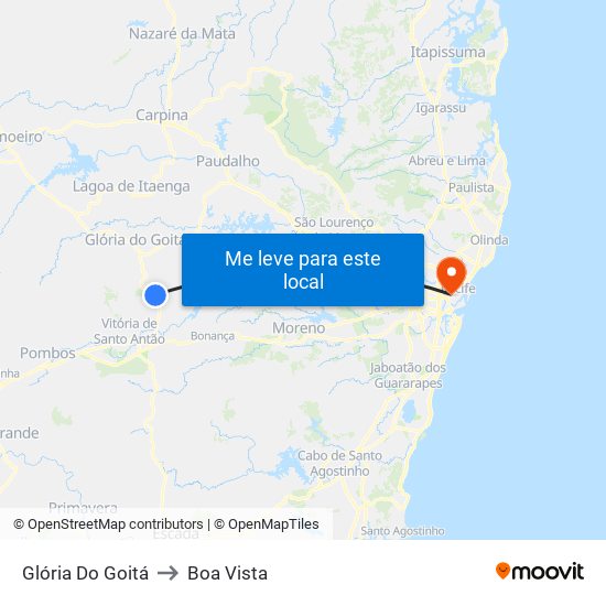 Glória Do Goitá to Boa Vista map