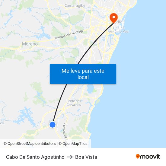 Cabo De Santo Agostinho to Boa Vista map