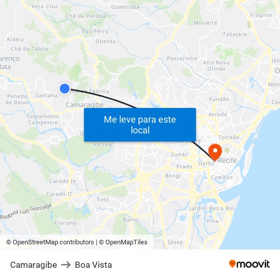 Camaragibe to Boa Vista map