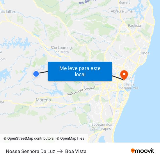 Nossa Senhora Da Luz to Boa Vista map