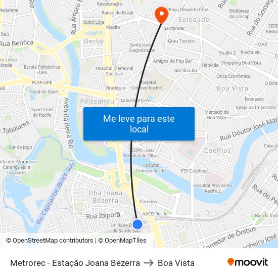 Metrorec - Estação Joana Bezerra to Boa Vista map