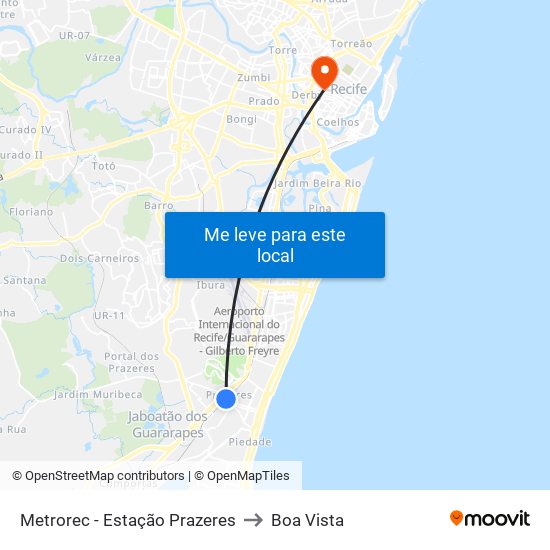 Metrorec - Estação Prazeres to Boa Vista map