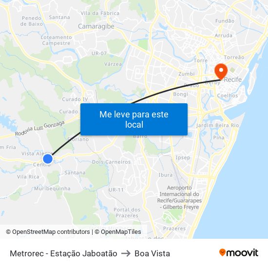 Metrorec - Estação Jaboatão to Boa Vista map