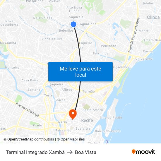 Terminal Integrado Xambá to Boa Vista map