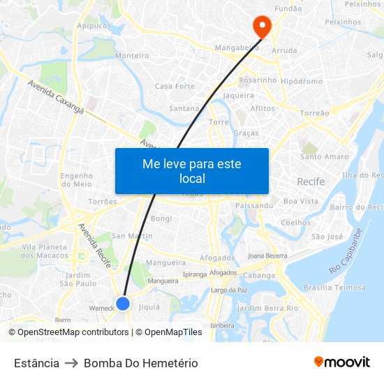 Estância to Bomba Do Hemetério map