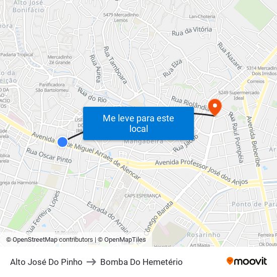 Alto José Do Pinho to Bomba Do Hemetério map