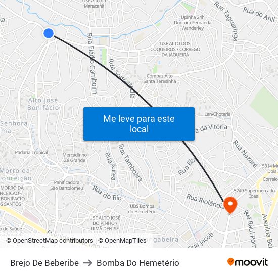 Brejo De Beberibe to Bomba Do Hemetério map