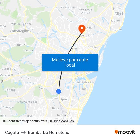 Caçote to Bomba Do Hemetério map