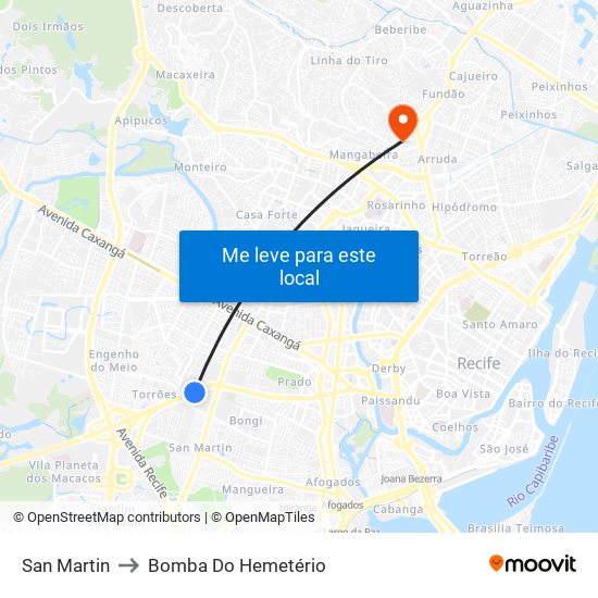 San Martin to Bomba Do Hemetério map