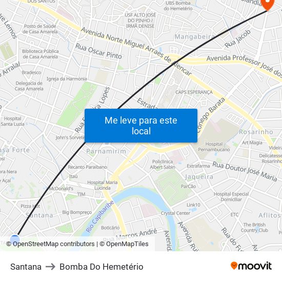 Santana to Bomba Do Hemetério map