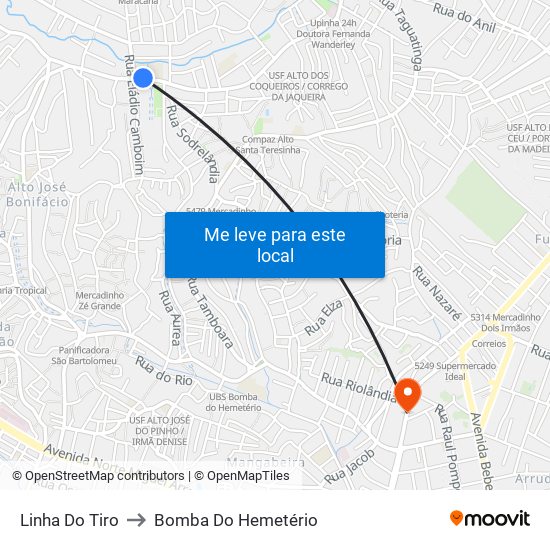 Linha Do Tiro to Bomba Do Hemetério map