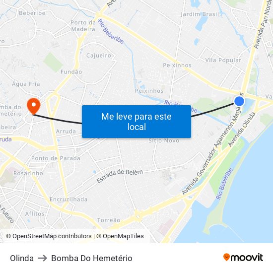 Olinda to Bomba Do Hemetério map