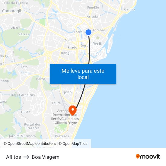 Aflitos to Boa Viagem map