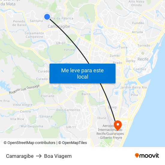 Camaragibe to Boa Viagem map
