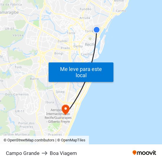 Campo Grande to Boa Viagem map