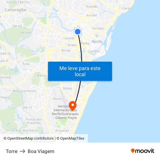 Torre to Boa Viagem map