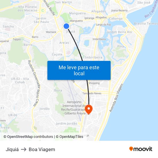 Jiquiá to Boa Viagem map