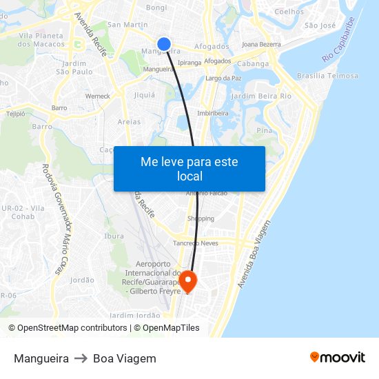 Mangueira to Boa Viagem map