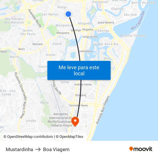 Mustardinha to Boa Viagem map